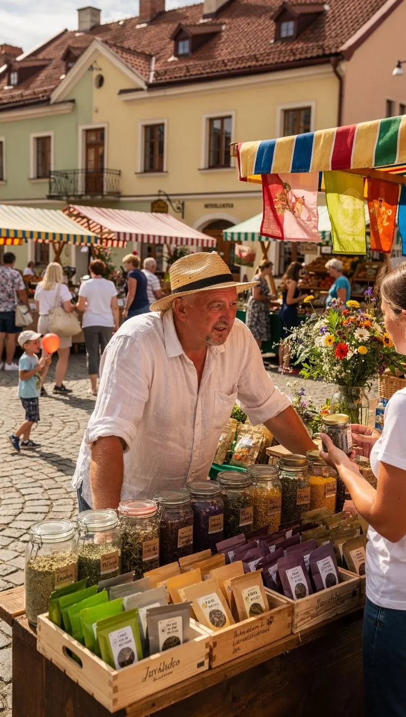 Lėtas arbatos gėrimo momentas su žaliomis lapų detalėmis ir meditacinės aplinkos fonu.